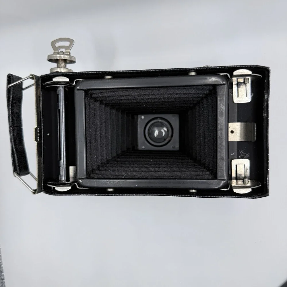 Antique Folding Bellows Camera JIFFY KODAK SIX-20 Clean Clear Glass ART DECO